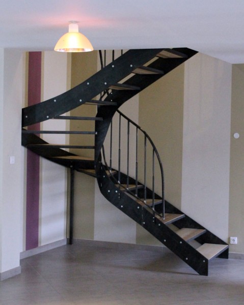 escalier métal/frène